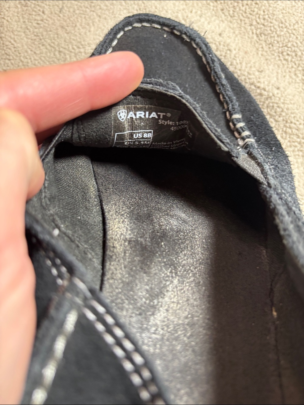 Ariat Black Suede Slip-On Loafers with White Trim - Picture 6 of 6